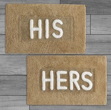 Cotton 2-Piece Bath Rug Set HIS HERS - Soft Cotton Bath Mat - Bathroom Decor