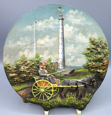 Antique Hand Painted Ceramic Plaque - Gibbs Hill Lighthouse, Bermuda - H.G Recht