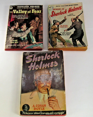 Lot - 3 Vintage Sherlock Holmes PBs 1941 - 1950 + Garneau Bookshop Association