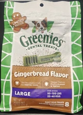Greenies Large Dental Dog Treats, Gingerbread Flavor 12 oz. Pack (8 Treats)