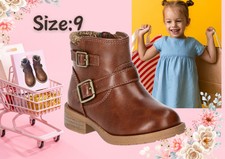 Brown Booties Girl Ankle Boots Easy On/Off Chesnut Fall-Spring 9