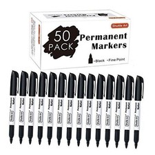 Permanent Markers Pack Black Permanent Marker set,Fine Point, Works on 50