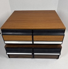 LOT OF 2 VTG Wood 2 Drawer Cassette Tape Holder Storage Cabinets Holds 48