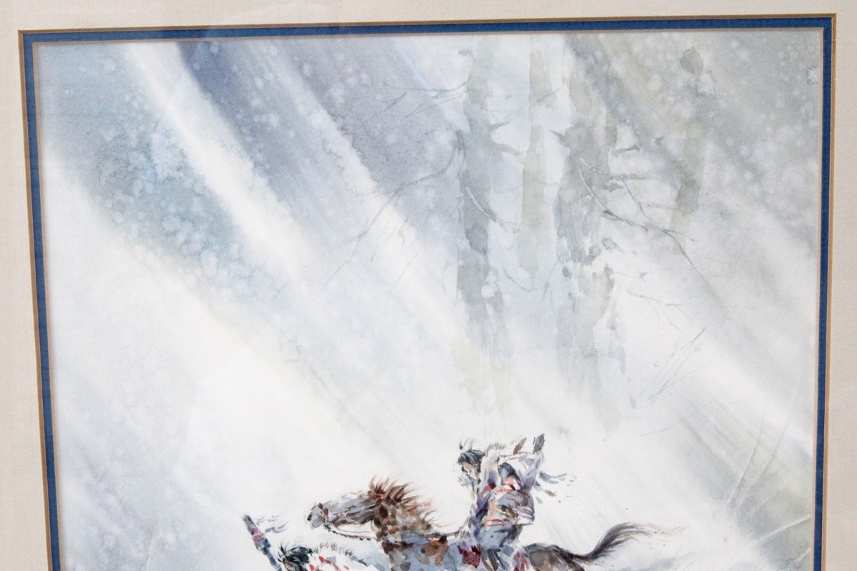 Paul Kuo 10x14 Vintage Original Watercolor Painting Native