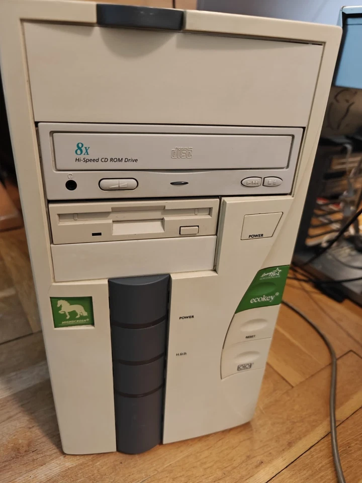 Retro PC Gehäuse HIGHSCREEN EcoKey + Netzteil 200W + CD-ROM 8x + FDD 1,44 MB - Bild 3 von 4