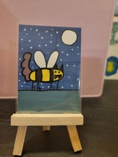 ACEO Artist Trading Card- Oryginał- Marker akrylowy- 2,5 cala x 3,5 cala Bee-Were