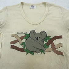 Vintage San Diego Zoo Koala 2-Sided Shirt Womens XS Graphic Tee Made USA 80s