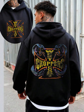 West Coast Choppers Reprint Hoodie Black Cobra Iron Cross Distressed Graphic