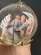 Vintage Clear Glass Diorama Elephant West Germany Xmas Ornament