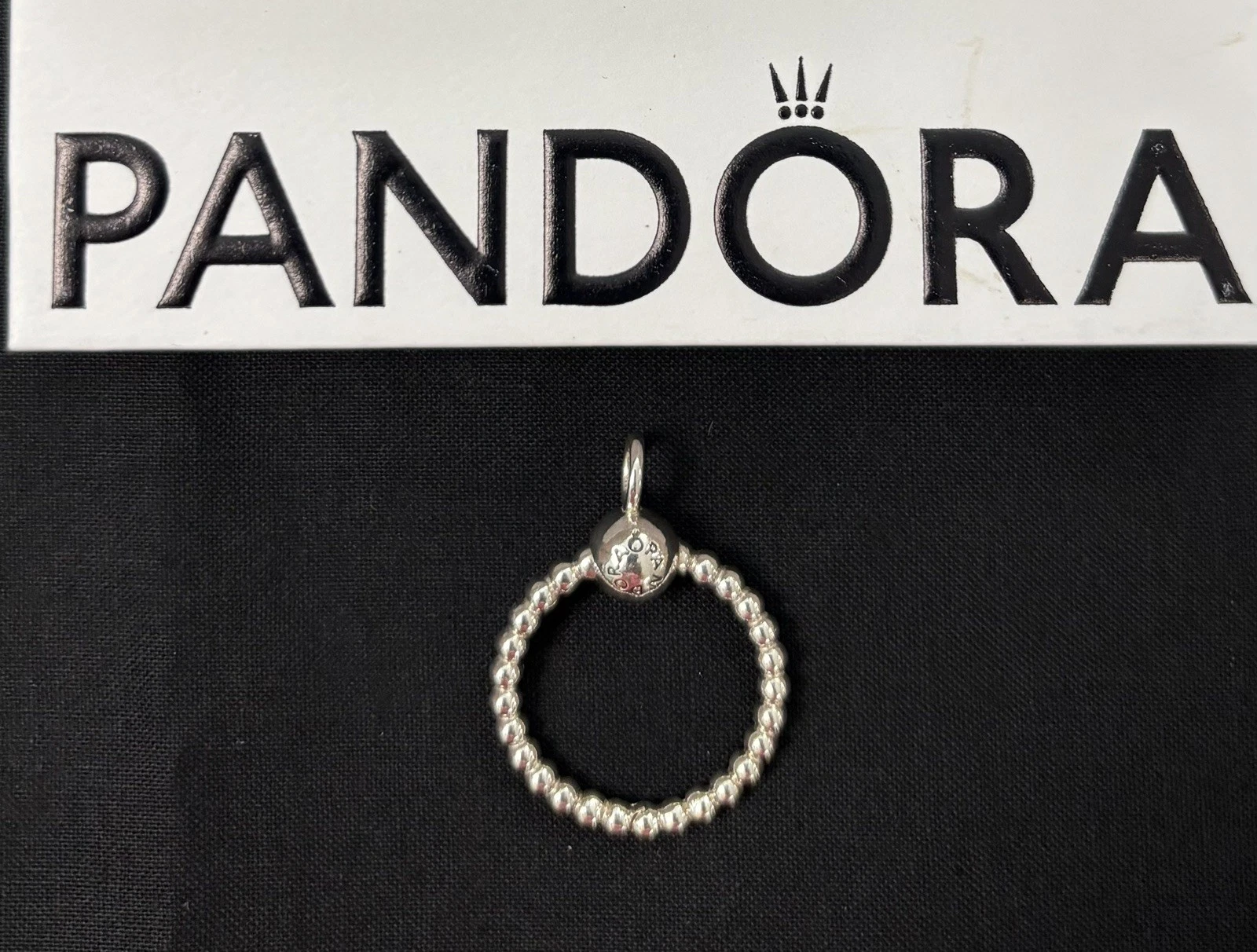 EUC PANDORA Moments Small O Pendant Charm Holder Sterling Silver 925 ALE 1-3/8”