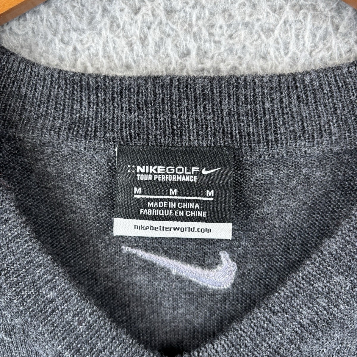 Nike Golf Tour Performance Dark Gray V-Neck Merino Wool Blend 