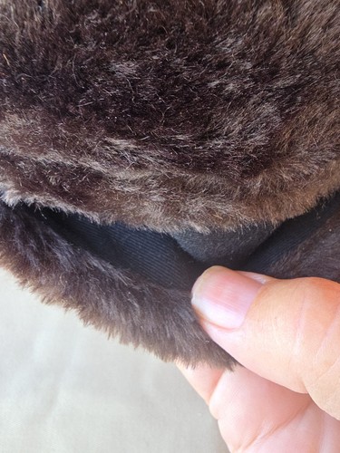 Sombrero cubo de piel de oveja u otra piel marrón invierno acolchado interior unisex vintage usado en excelente estado - Imagen 4 de 12