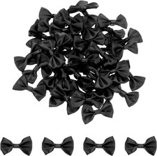 50 St&uuml;ck Schwarz Fliegen 3,8 x 2,5 cm Mini-Schleifen f&uuml;r Basteln Kleine Satin-Sc