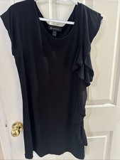 inc international concepts Woman’s Little Black Dress Ruffles Form Fitting Sz L