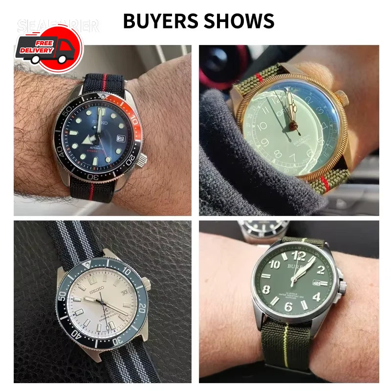 Парашют эластичный нейлоновый ремешок для часов Rolex Seiko Tudor Omega 18 мм 20 мм 22 мм St - Изображение 3 из 4