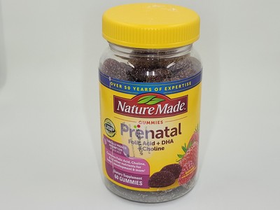 Nature Made Prenatal Folic Acid + DHA + Choline 60 CT Gummies, EXP NOVEMBER 2025