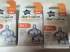 3 Pack x2pc Tommee Tippee 6 Months Closer to Nature Fast Flow Nipples New