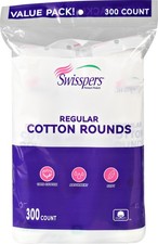 Swisspers 100 Cotton Rounds Value Pack, 300 Count,Round,White
