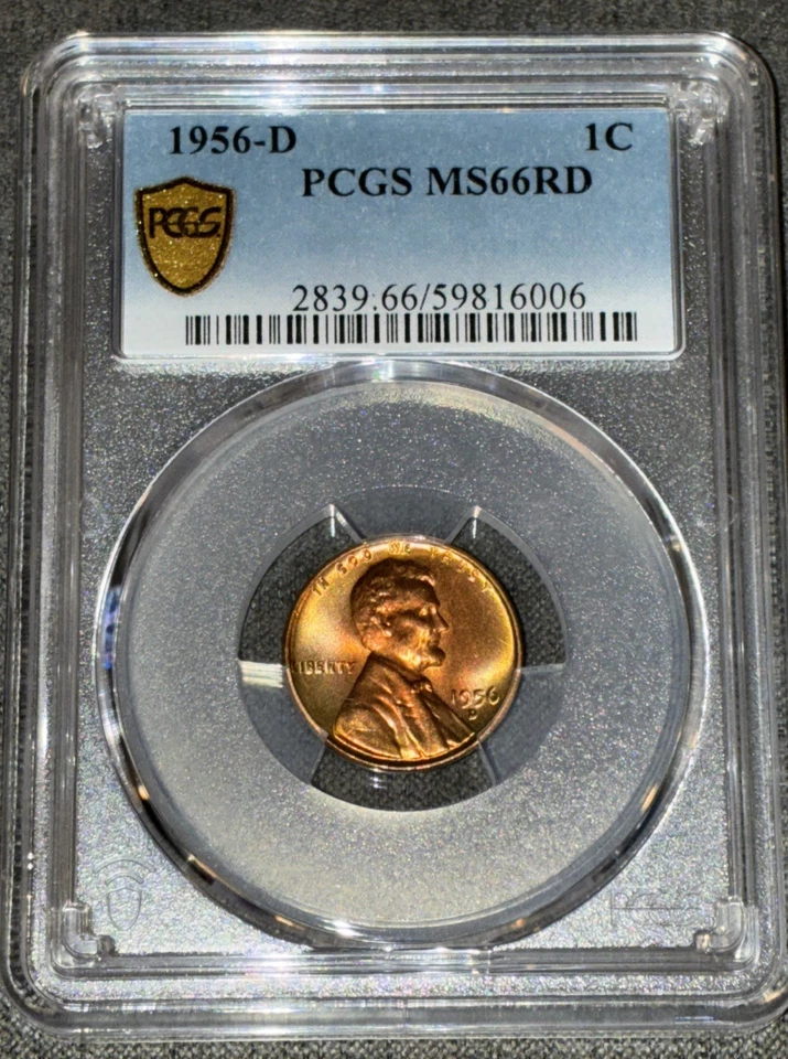 1956-D 1C Lincoln Wheat Cent PCGS MS66RD Comes With True View - Image 2 of 4