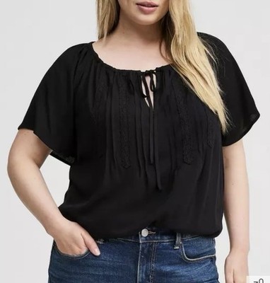 Torrid Crinkle Gauze Flutter Sleeve Scoop Neck Tie Front Size 2