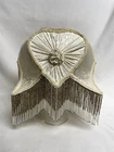 Dale Tiffany Damask Silk & Glass Bead Fringe Trim Lamp Light Shade Signed, Mint
