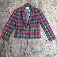 80s vtg Pendleton Petite Women's 100 Virgin Wool Plaid Blazer Tartan