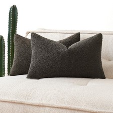 MIULEE 12x20 Inch Decorative Lumbar Throw Pillows for Bed Set of 2 Textured Bouc