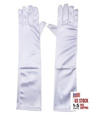 Little Girls Princess Toddler Dress Up Gloves - Satin 15" 1-white 15inch 