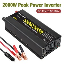1000W 2000Wpeak Power Inverter 12V to 110V 2AC 2USB 150W-Adapter Converter