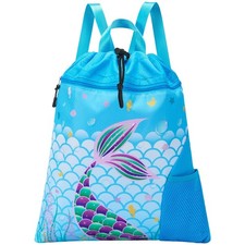 Mermaid Gym Drawstring Backpack - 15 17 Sports Gym Bag for Girls Kids Wat...