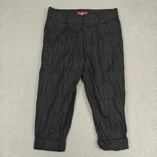 Alice + Olivia Pants Womens 4 Black Pinstripe Capri Cuffed Pleated Dress USA