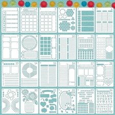 Journal Stencils, 24PCS 7x5 Planner Stencils for Crafts Reusable, Layout  Tr...