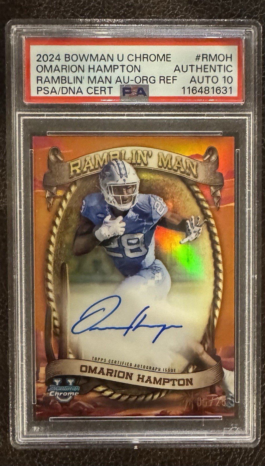 Omarion Hampton 2024 Bowman Chrome Rambling Man /25 Auto Psa 10! 