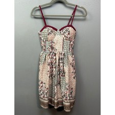 Band of Gypsies Dress Womens XS Multi Floral Patchwork Boho Pockets Mini Dress