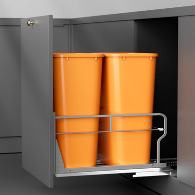 Pull Out Trash Can Under Cabinet Soft Close Sliding Waste Bin Organizer Kit Door