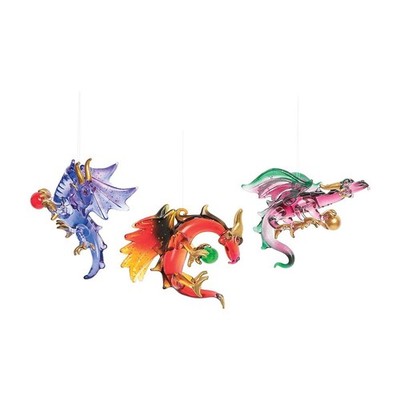 C&F Home Wicked Dragon Rosy Red 4 inch Glass Christmas Hanging Ornaments (Ass...