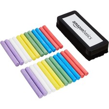 Dustless Colored Chalk with Eraser, Assorted Colors, Chalkboard Writing Art