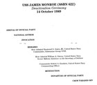 USS James Monroe SSBN 622 Deactivation Ceremony program 1989 — photo 2