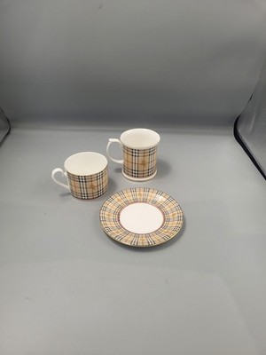 Vintage Burberrys Of London 3-teiliges Fine Bone China Tasse, Untertasse & Becher Set Burberry 