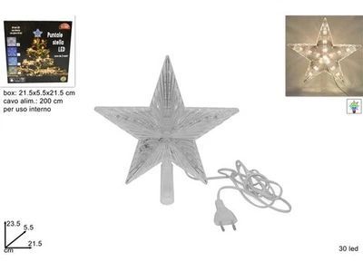 DUE ESSE CHRISTMAS Puntale Albero di Natale Stella Luminosa Luci 30 Led DueEsse Christmas