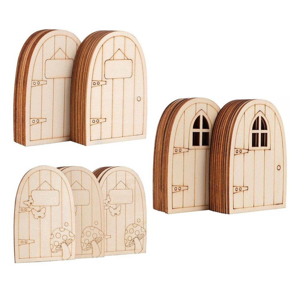 60 Piezas de Puerta de Hadas de Madera Sin Pintar, Puerta de JardíN en , Pu1567