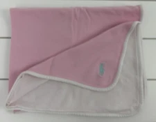 RALPH LAUREN Baby Blanket Lovey Cotton Pink White Reversible