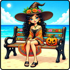 30 Custom Halloween Beach Witch Personalized Address Labels