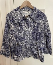 Coldwater Creek Purple Print Zip Jacket Sz 14/16 Fitted Waist Lightweight Boho