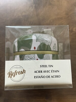CYPRESS REFRESH STAINLESS STEEL INTERIOR Tea Tin Seal Lid Plant Theme Green