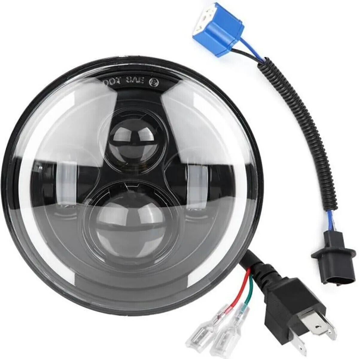 Phare rond 150W 7 pouces LED noir 6000K pour customisation moto vintage