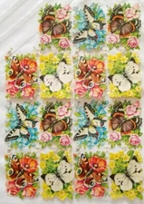 PZB Vintage Diecut Butterflies Flowers  #1352 Crafting Paper From Germany 
