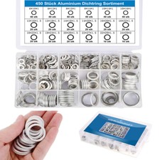 450 tlg Aluminium Dichtungsscheibe Dichtring Dichtungsring Dichtung O-Ring Satz