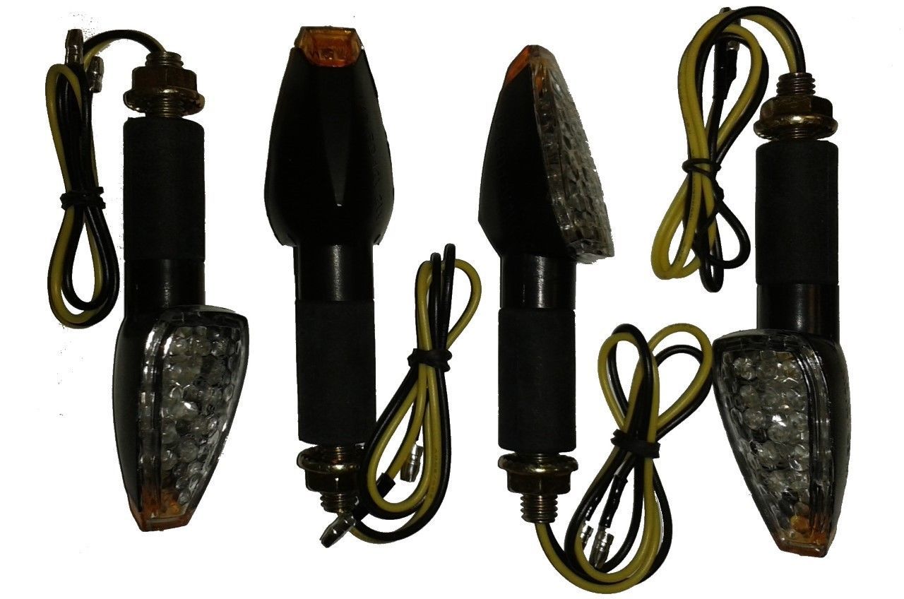 4X Universal Amber LED Motorcycle Turn Signal Indicators Clear Lens Light