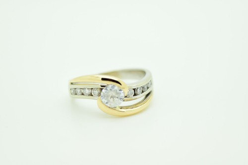 Two Tone 14K Gold 1/2CTW Diamond Semi Mount Ring - Picture 10 of 12